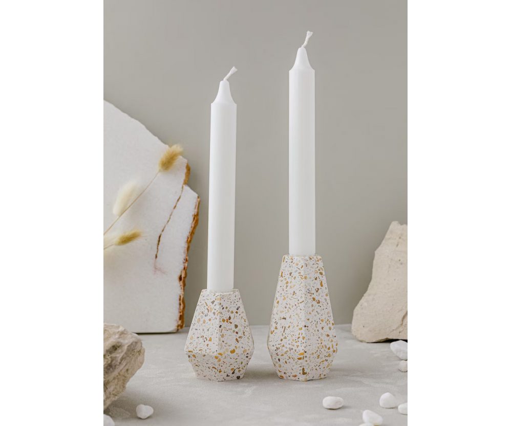 Terrazzo candlestick holders | sea pebble collection