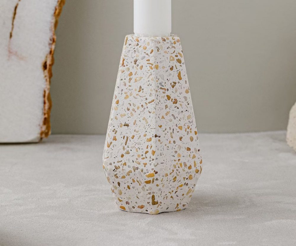 Terrazzo candlestick holders | sea pebble collection