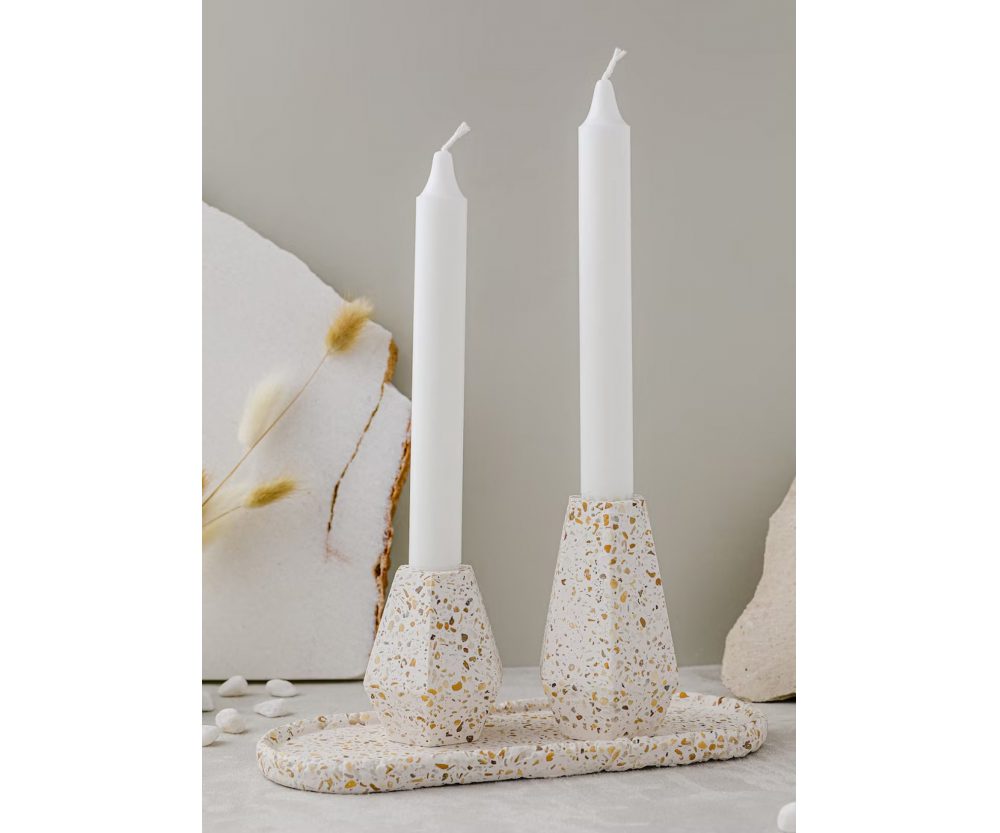 Terrazzo candlestick holders | sea pebble collection