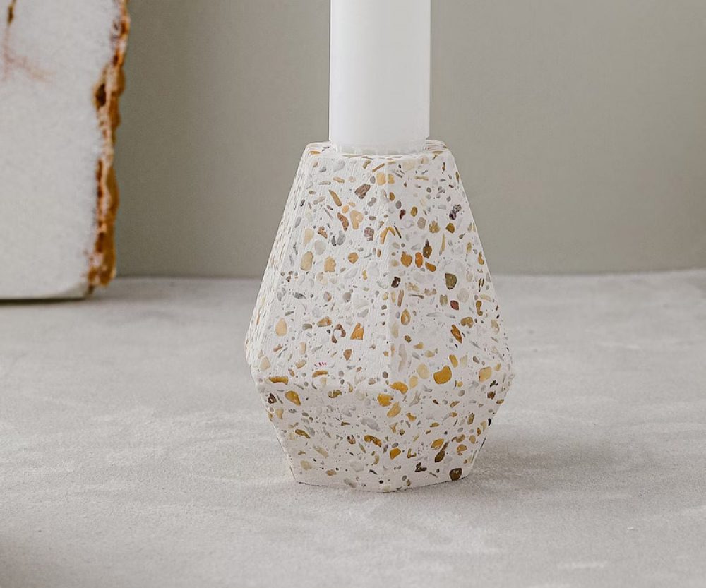 Terrazzo candlestick holders | sea pebble collection