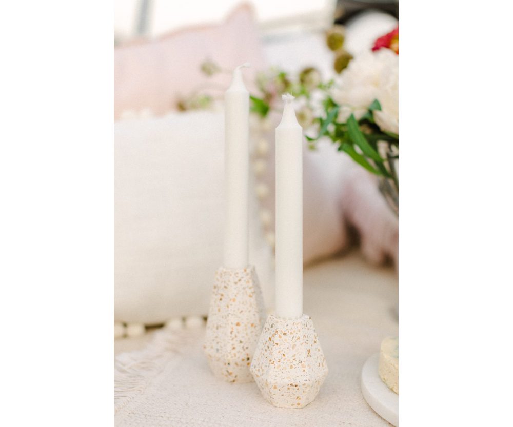 Terrazzo candlestick holders | sea pebble collection