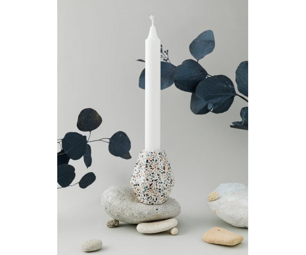 Terrazzo candlestick holders | Mosaic terazzo