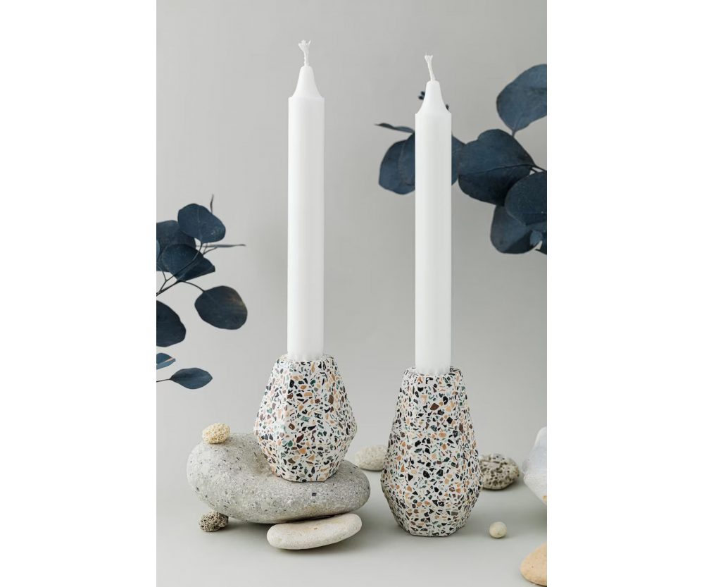 Terrazzo candlestick holders | Mosaic terazzo