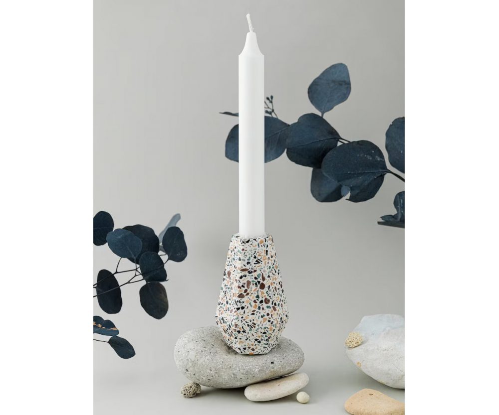 Terrazzo candlestick holders | Mosaic terazzo