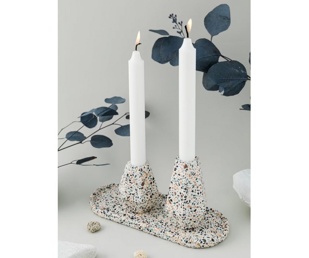 Terrazzo candlestick holders | Mosaic terazzo