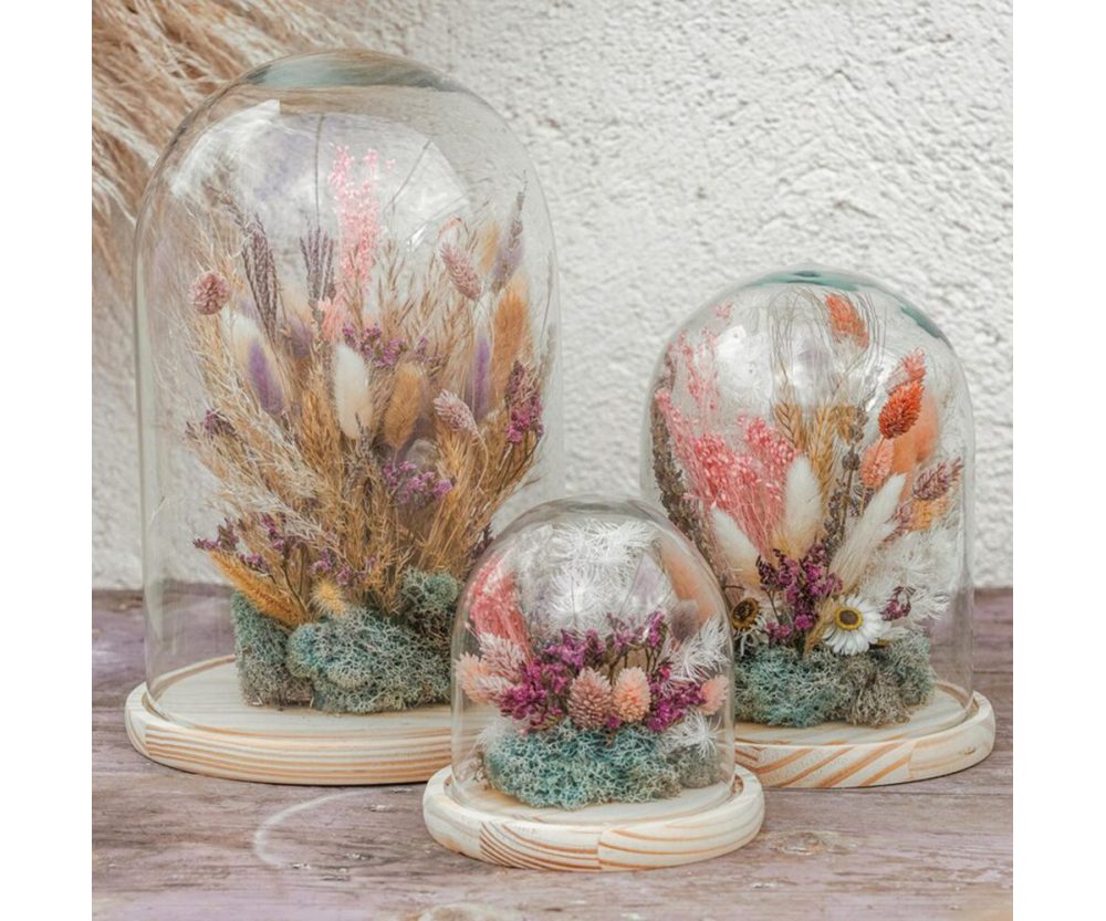 Dried flowers glass dome 