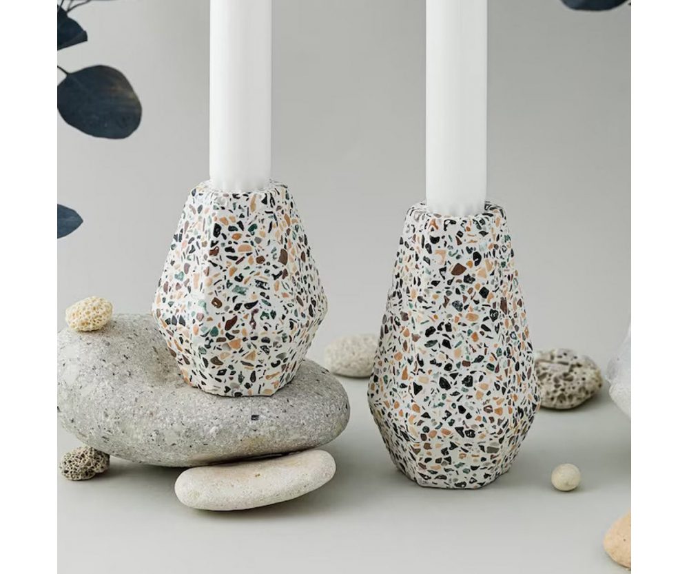 Terrazzo candlestick holders | Mosaic terazzo