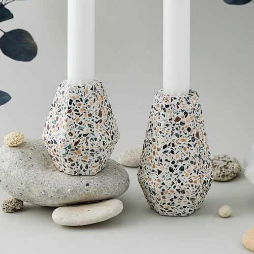 nema concept Terrazzo candlestick holders | Mosaic terazzo